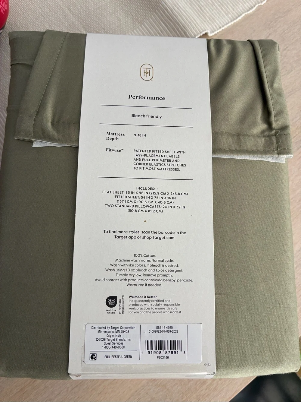 Threshold Performance 400 Thread Count Sheet Set Green •Full•